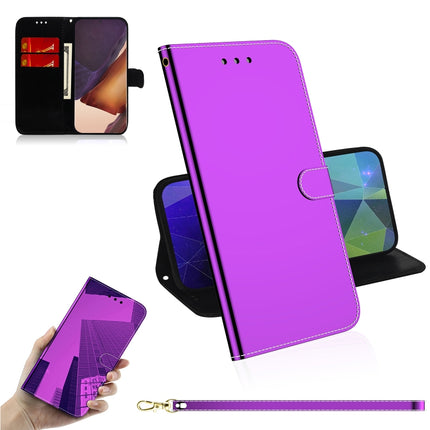 For Samsung Galaxy Note20 Ultra Imitated Mirror Surface Horizontal Flip Leather Case with Holder & Card Slots & Wallet & Lanyard(Purple)-garmade.com