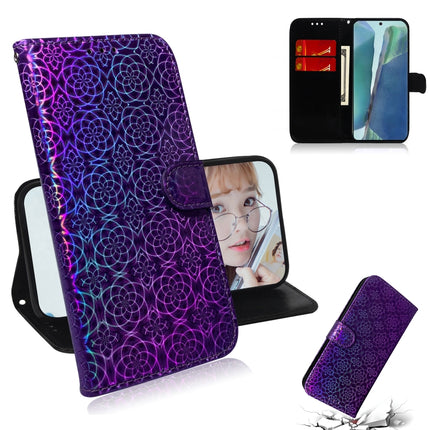 For Samsung Galaxy Note20 Solid Color Colorful Magnetic Buckle Horizontal Flip PU Leather Case with Holder & Card Slots & Wallet & Lanyard(Purple)-garmade.com