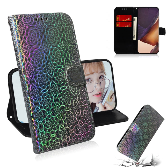 For Samsung Galaxy Note20 Ultra Solid Color Colorful Magnetic Buckle Horizontal Flip PU Leather Case with Holder & Card Slots & Wallet & Lanyard(Silver)-garmade.com