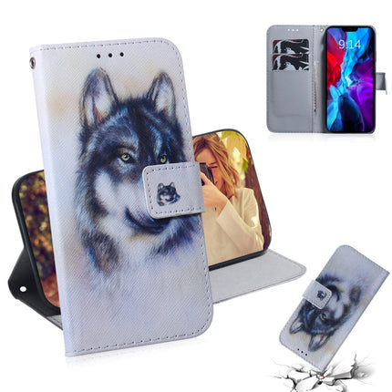 For iPhone 12 / 12 Pro Coloured Drawing Horizontal Flip Leather Case, with Holder & Card Slots & Wallet(White Wolf)-garmade.com