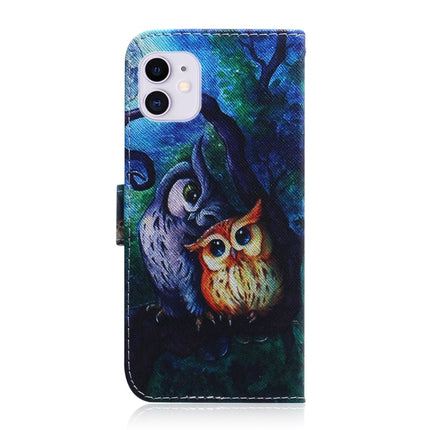 For iPhone 12 / 12 Pro Coloured Drawing Horizontal Flip Leather Case, with Holder & Card Slots & Wallet(Oil Painting Owl)-garmade.com