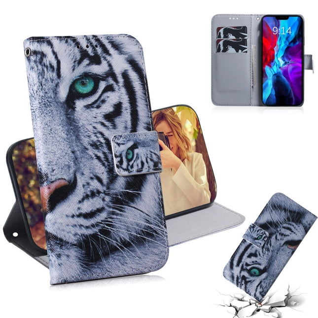 For iPhone 12 / 12 Pro Coloured Drawing Horizontal Flip Leather Case, with Holder & Card Slots & Wallet(Tiger)-garmade.com