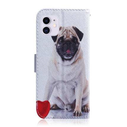 For iPhone 12 / 12 Pro Coloured Drawing Horizontal Flip Leather Case, with Holder & Card Slots & Wallet(Pug)-garmade.com