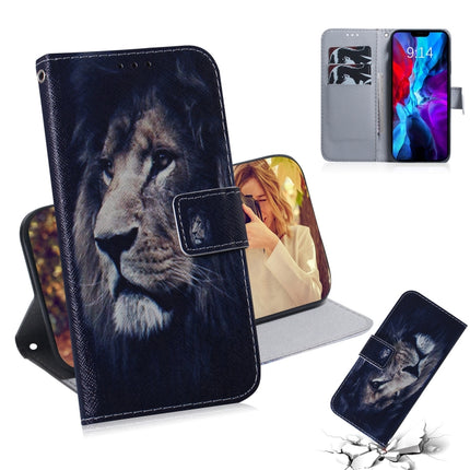 For iPhone 12 / 12 Pro Coloured Drawing Horizontal Flip Leather Case, with Holder & Card Slots & Wallet(Lion)-garmade.com