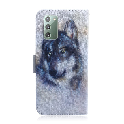 For Samsung Galaxy Note 20 Coloured Drawing Horizontal Flip Leather Case, with Holder & Card Slots & Wallet(White Wolf)-garmade.com