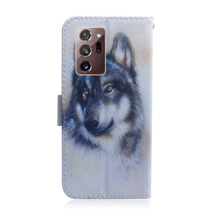 For Samsung Galaxy Note 20 Ultra Coloured Drawing Horizontal Flip Leather Case, with Holder & Card Slots & Wallet(White Wolf)-garmade.com