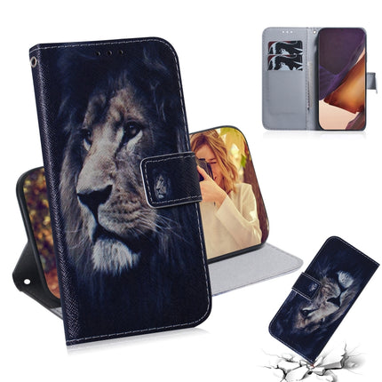 For Samsung Galaxy Note 20 Ultra Coloured Drawing Horizontal Flip Leather Case, with Holder & Card Slots & Wallet(Lion)-garmade.com