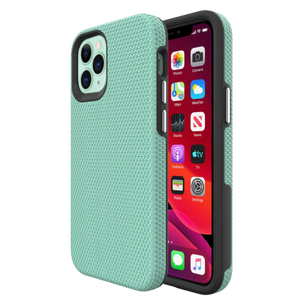 For iPhone 12 mini Triangle Armor Texture TPU + PC Case(Mint Green)-garmade.com