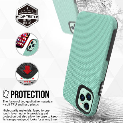 For iPhone 12 mini Triangle Armor Texture TPU + PC Case(Mint Green)-garmade.com