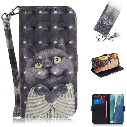 For Samsung Galaxy Note20 3D Colored Drawing Horizontal Flip Leather Case with Holder & Card Slots & Wallet & Lanyard(Hug Cat)-garmade.com