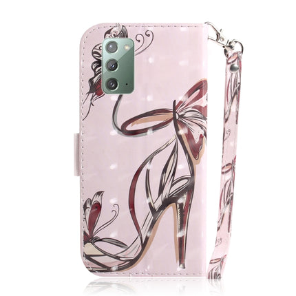 For Samsung Galaxy Note20 3D Colored Drawing Horizontal Flip Leather Case with Holder & Card Slots & Wallet & Lanyard(Butterfly High-heeled)-garmade.com