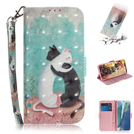 For Samsung Galaxy Note20 3D Colored Drawing Horizontal Flip Leather Case with Holder & Card Slots & Wallet & Lanyard(Black White Cat)-garmade.com