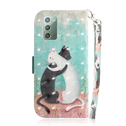 For Samsung Galaxy Note20 3D Colored Drawing Horizontal Flip Leather Case with Holder & Card Slots & Wallet & Lanyard(Black White Cat)-garmade.com