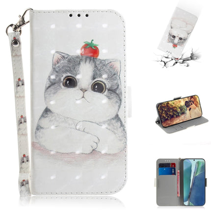 For Samsung Galaxy Note20 3D Colored Drawing Horizontal Flip Leather Case with Holder & Card Slots & Wallet & Lanyard(Cute Cat)-garmade.com