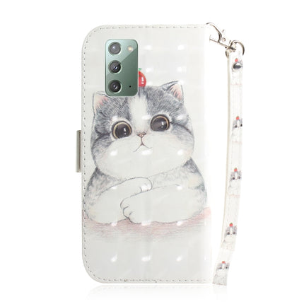 For Samsung Galaxy Note20 3D Colored Drawing Horizontal Flip Leather Case with Holder & Card Slots & Wallet & Lanyard(Cute Cat)-garmade.com