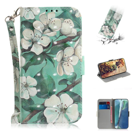 For Samsung Galaxy Note20 3D Colored Drawing Horizontal Flip Leather Case with Holder & Card Slots & Wallet & Lanyard(Watercolor Flower)-garmade.com