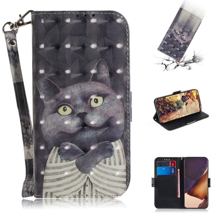 For Samsung Galaxy Note20 Ultra 3D Colored Drawing Horizontal Flip Leather Case with Holder & Card Slots & Wallet & Lanyard(Hug Cat)-garmade.com