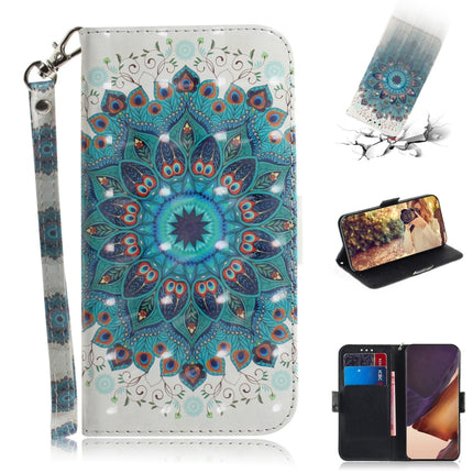 For Samsung Galaxy Note20 Ultra 3D Colored Drawing Horizontal Flip Leather Case with Holder & Card Slots & Wallet & Lanyard(Peacock Wreath)-garmade.com