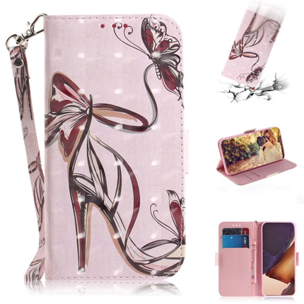 For Samsung Galaxy Note20 Ultra 3D Colored Drawing Horizontal Flip Leather Case with Holder & Card Slots & Wallet & Lanyard(Butterfly High-heeled)-garmade.com