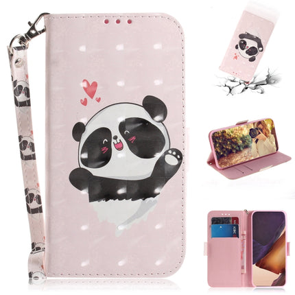 For Samsung Galaxy Note20 Ultra 3D Colored Drawing Horizontal Flip Leather Case with Holder & Card Slots & Wallet & Lanyard(Heart Panda)-garmade.com