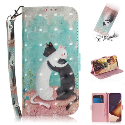 For Samsung Galaxy Note20 Ultra 3D Colored Drawing Horizontal Flip Leather Case with Holder & Card Slots & Wallet & Lanyard(Black White Cat)-garmade.com