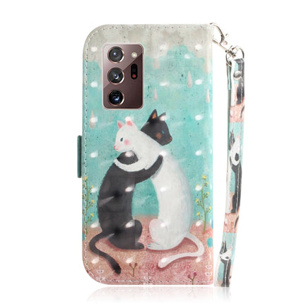 For Samsung Galaxy Note20 Ultra 3D Colored Drawing Horizontal Flip Leather Case with Holder & Card Slots & Wallet & Lanyard(Black White Cat)-garmade.com