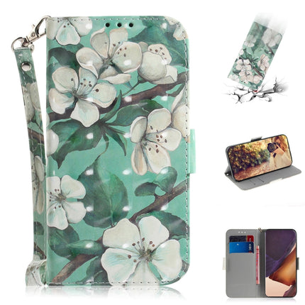 For Samsung Galaxy Note20 Ultra 3D Colored Drawing Horizontal Flip Leather Case with Holder & Card Slots & Wallet & Lanyard(Watercolor Flower)-garmade.com