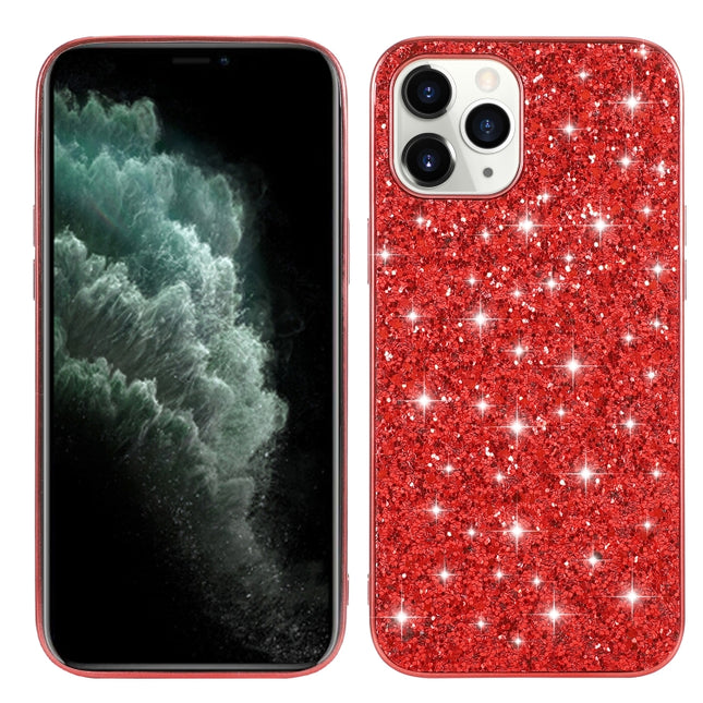 For iPhone 12 / 12 Pro Glitter Powder Shockproof TPU Protective Case(Red)-garmade.com