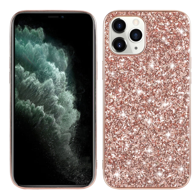 For iPhone 12 / 12 Pro Glitter Powder Shockproof TPU Protective Case(Rose Gold)-garmade.com