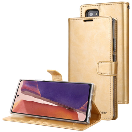 For Samsung Galaxy Note20 GOOSPERY BLUE MOON Crazy Horse Texture Horizontal Flip Leather Case With Bracket & Card Slot & Wallet(Gold)-garmade.com