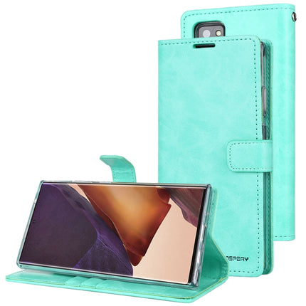 For Samsung Galaxy Note20 Ultra GOOSPERY BLUE MOON Crazy Horse Texture Horizontal Flip Leather Case With Bracket & Card Slot & Wallet(Mint Green)-garmade.com