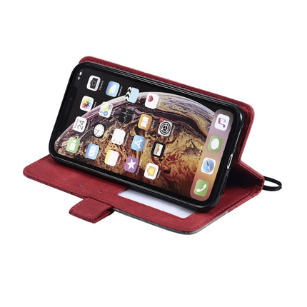 For iPhone XR Skin Feel Splicing Horizontal Flip Leather Case with Holder & Card Slots & Wallet & Photo Frame(Red)-garmade.com