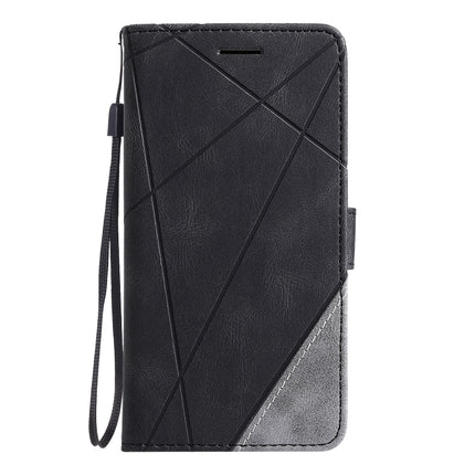 For iPhone XR Skin Feel Splicing Horizontal Flip Leather Case with Holder & Card Slots & Wallet & Photo Frame(Black)-garmade.com