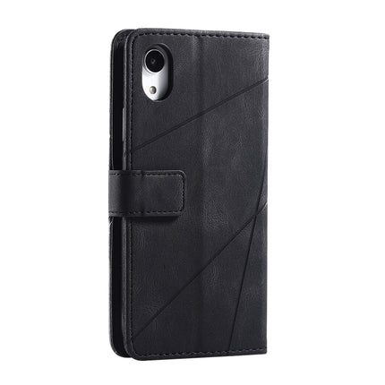 For iPhone XR Skin Feel Splicing Horizontal Flip Leather Case with Holder & Card Slots & Wallet & Photo Frame(Black)-garmade.com