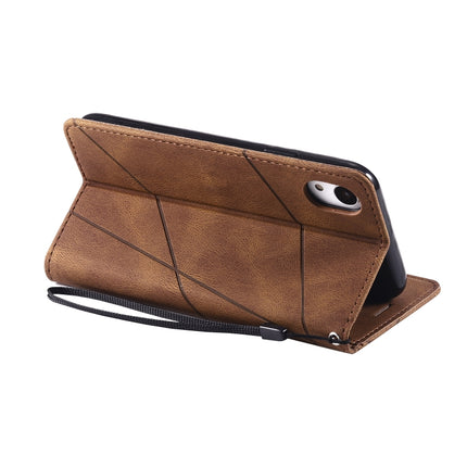 For iPhone XR Skin Feel Splicing Horizontal Flip Leather Case with Holder & Card Slots & Wallet & Photo Frame(Brown)-garmade.com