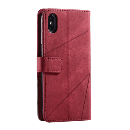 For iPhone XS Max Skin Feel Splicing Horizontal Flip Leather Case with Holder & Card Slots & Wallet & Photo Frame(Red)-garmade.com
