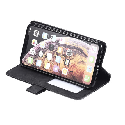 For iPhone XS Max Skin Feel Splicing Horizontal Flip Leather Case with Holder & Card Slots & Wallet & Photo Frame(Black)-garmade.com