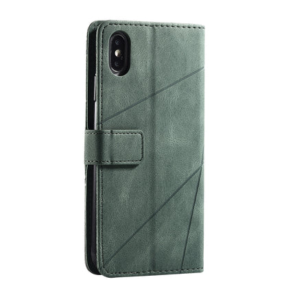For iPhone XS Max Skin Feel Splicing Horizontal Flip Leather Case with Holder & Card Slots & Wallet & Photo Frame(Green)-garmade.com