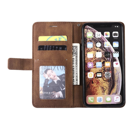 For iPhone XS Max Skin Feel Splicing Horizontal Flip Leather Case with Holder & Card Slots & Wallet & Photo Frame(Brown)-garmade.com