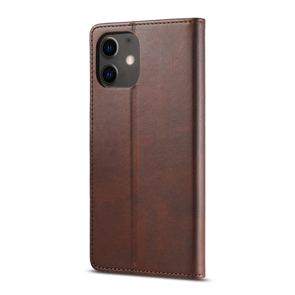 For iPhone 12 / 12 Pro LC.IMEEKE Calf Texture Horizontal Flip Leather Case with Holder & Card Slots & Wallet(Brown)-garmade.com