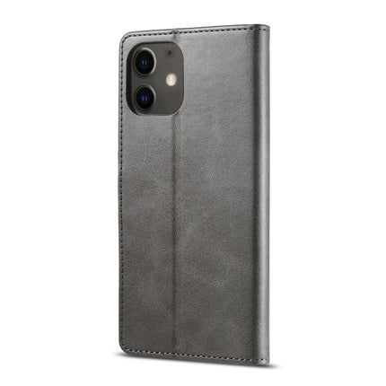 For iPhone 12 / 12 Pro LC.IMEEKE Calf Texture Horizontal Flip Leather Case with Holder & Card Slots & Wallet(Grey)-garmade.com