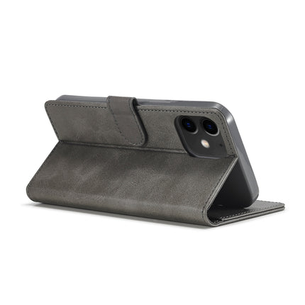 For iPhone 12 / 12 Pro LC.IMEEKE Calf Texture Horizontal Flip Leather Case with Holder & Card Slots & Wallet(Grey)-garmade.com