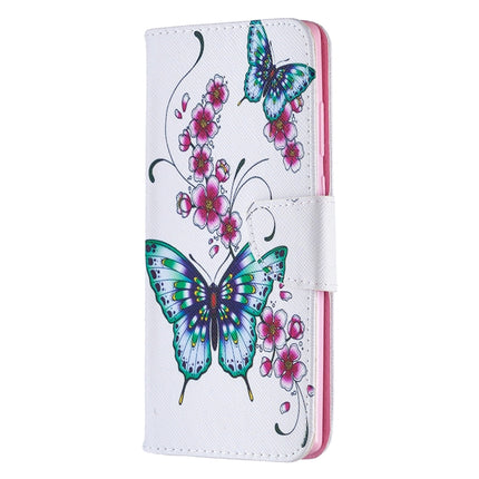 For Samsung Galaxy Note20 Colored Drawing Pattern Horizontal Flip Leather Case with Holder & Card Slots & Wallet(Peach Blossom and Butterfly)-garmade.com