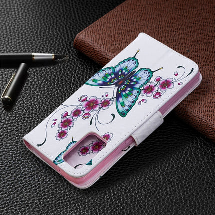 For Samsung Galaxy Note20 Colored Drawing Pattern Horizontal Flip Leather Case with Holder & Card Slots & Wallet(Peach Blossom and Butterfly)-garmade.com
