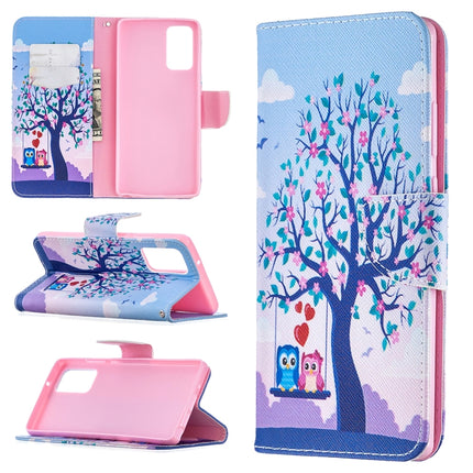 For Samsung Galaxy Note20 Colored Drawing Pattern Horizontal Flip Leather Case with Holder & Card Slots & Wallet(Two Owls)-garmade.com