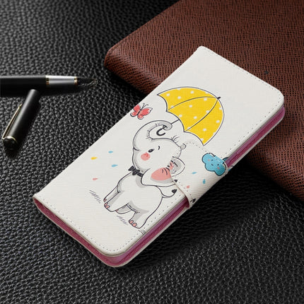 For Samsung Galaxy Note20 Colored Drawing Pattern Horizontal Flip Leather Case with Holder & Card Slots & Wallet(Elephant)-garmade.com
