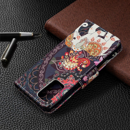 For Samsung Galaxy Note20 Colored Drawing Pattern Horizontal Flip Leather Case with Holder & Card Slots & Wallet(Flowers and Elephant)-garmade.com
