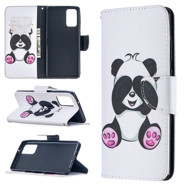 For Samsung Galaxy Note20 Colored Drawing Pattern Horizontal Flip Leather Case with Holder & Card Slots & Wallet(Panda)-garmade.com