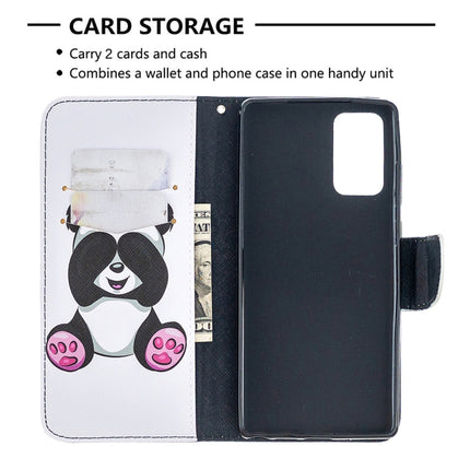 For Samsung Galaxy Note20 Colored Drawing Pattern Horizontal Flip Leather Case with Holder & Card Slots & Wallet(Panda)-garmade.com