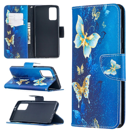 For Samsung Galaxy Note20 Colored Drawing Pattern Horizontal Flip Leather Case with Holder & Card Slots & Wallet(Gold Butterfly)-garmade.com